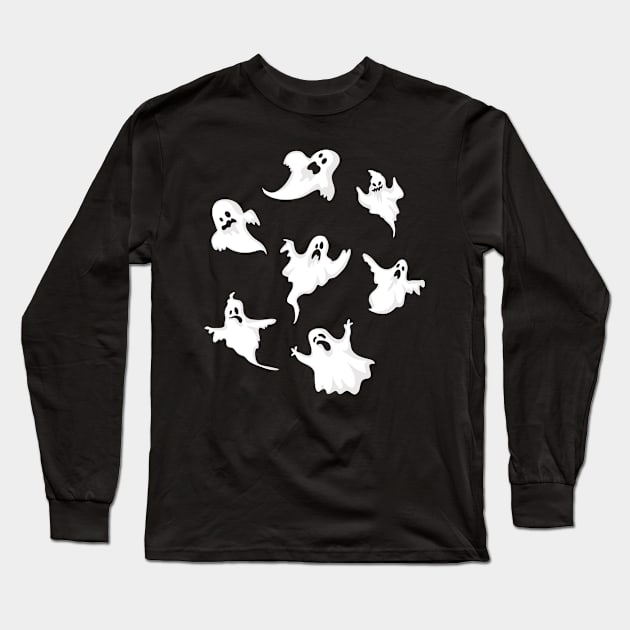 Halloween Ghost Ghost Costume Horror Long Sleeve T-Shirt by RRDESIGN